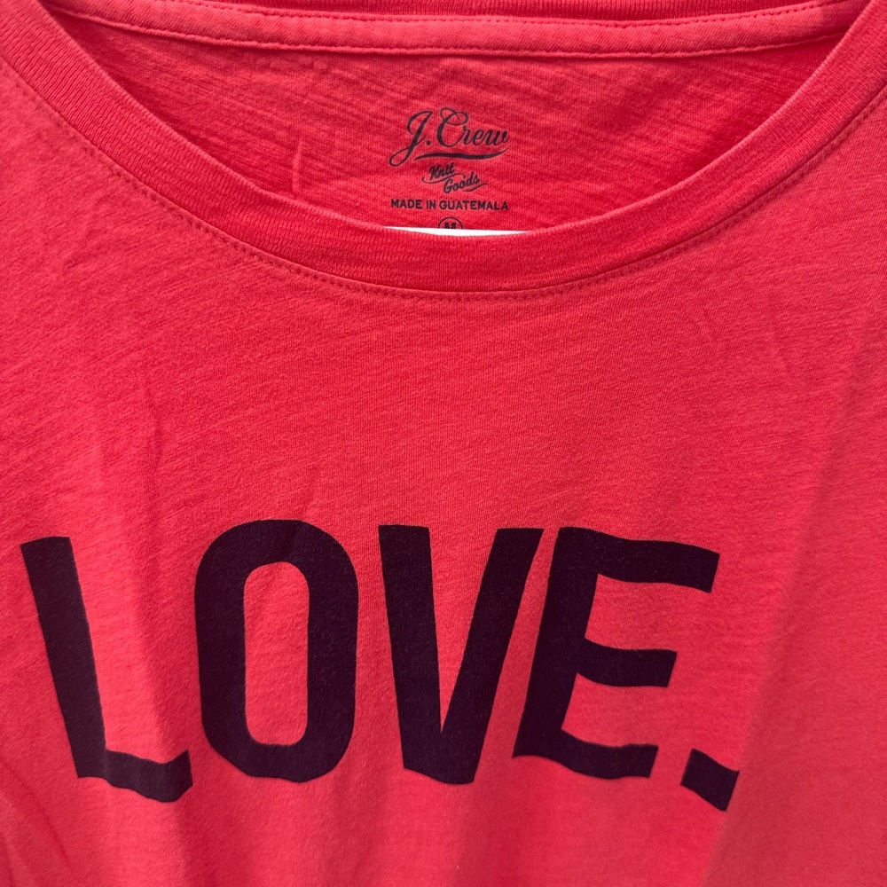 J. Crew Coral Red LOVE. Graphic Short Sleeve Tee - Picture 2 of 5